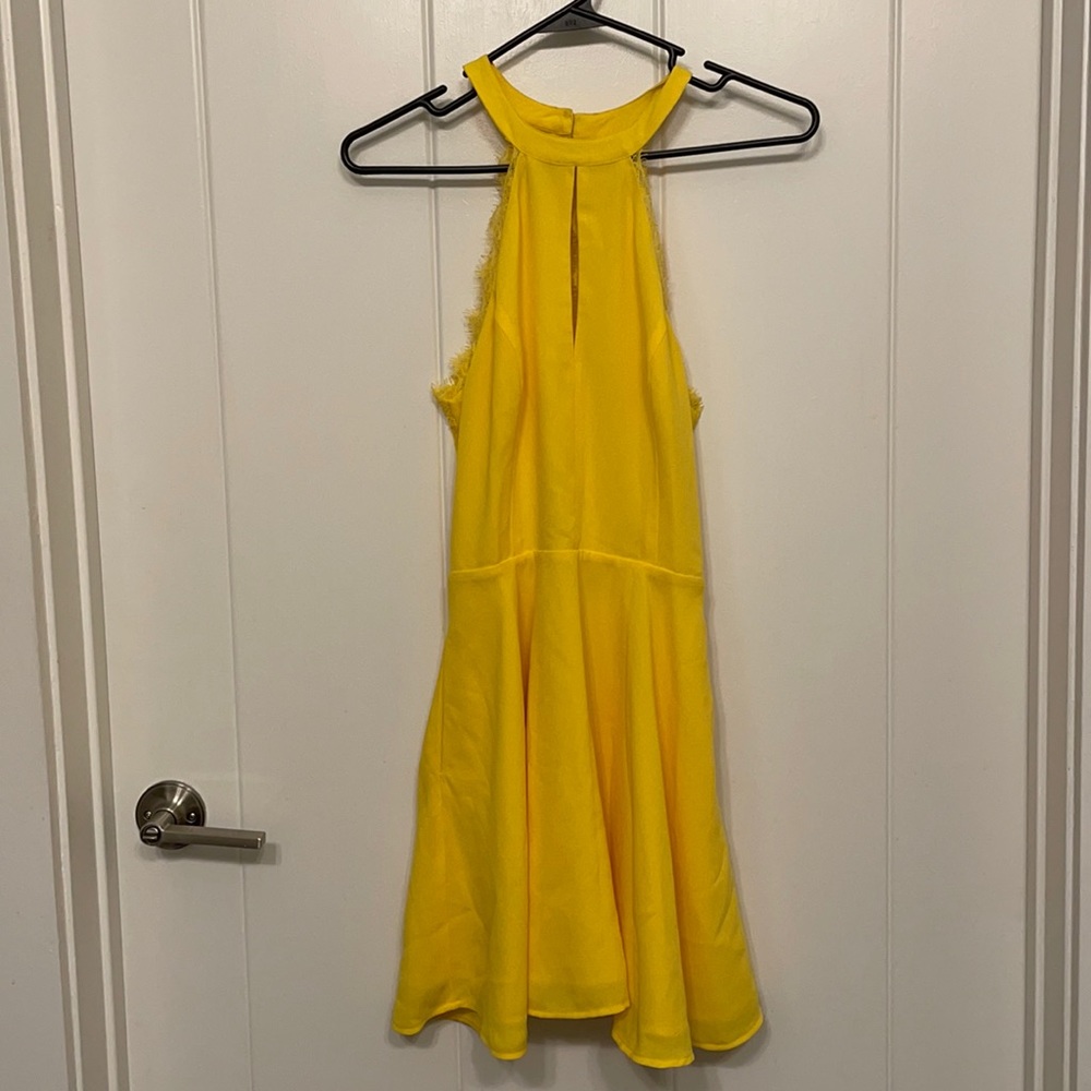 NBD Revolve yellow lace dress